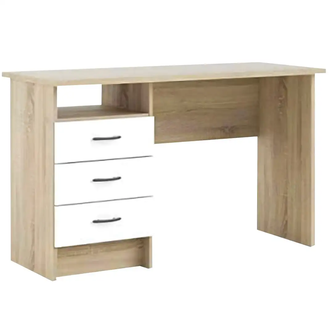 Modern Employee Desk 120 W × 75 H × 60 D cm with 3 Drawers and Shelf MS-12904