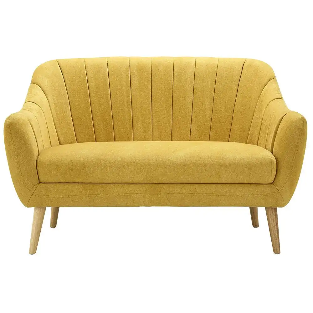 Modern 2-seater sofa, red beech wood and linen or velvet fabric, high-quality MS-11180
