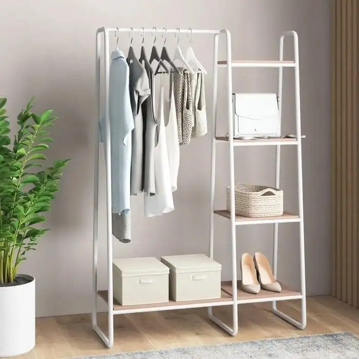 ميني دريسنج روم مصنوعة من ستيل مطلى الكتروستاتيك و خشب كونتر طبيعي عالي الجودة MS-11583