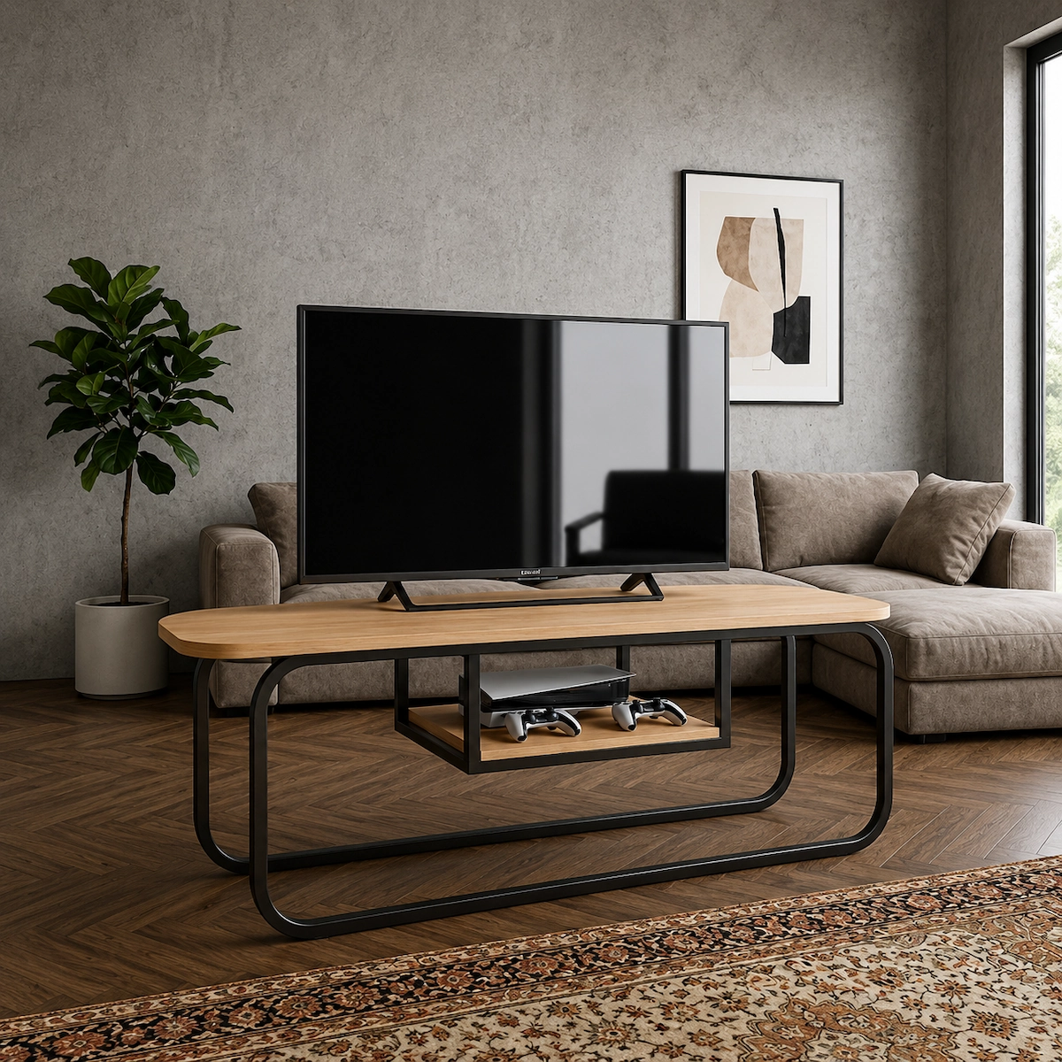 ترابيزة تليفزيون مودرن حديد وخشب MDF عالي الجودة MS-13745
