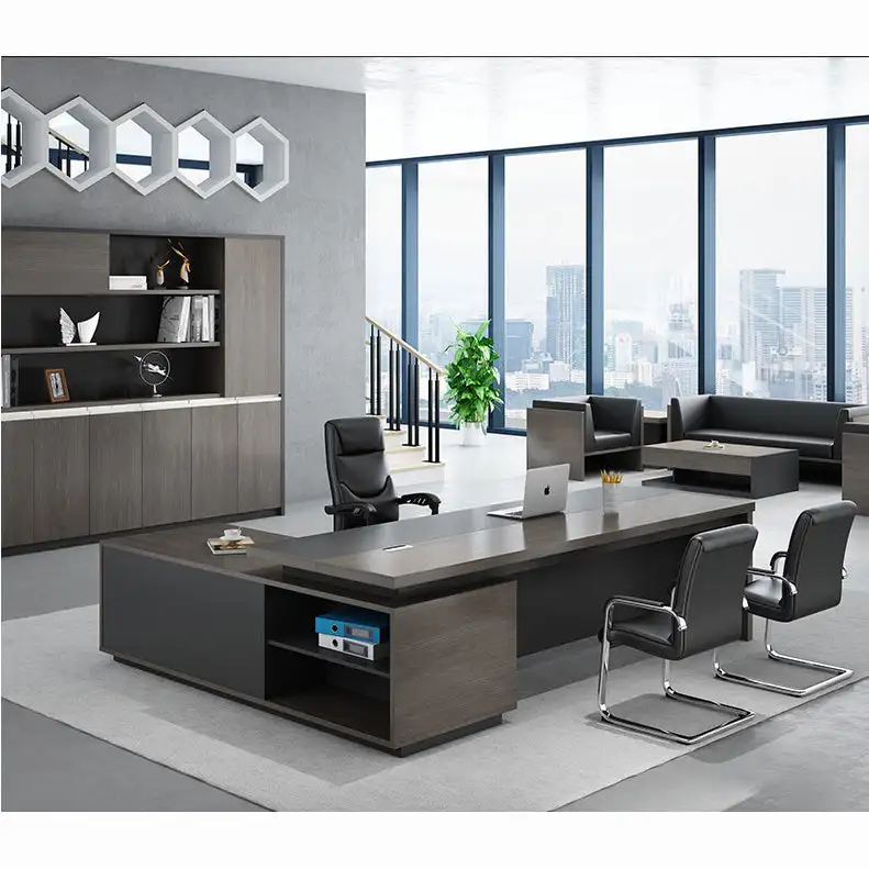 Modern Executive Desk (200 × 75 × 70 cm) with Side Unit MS-12259