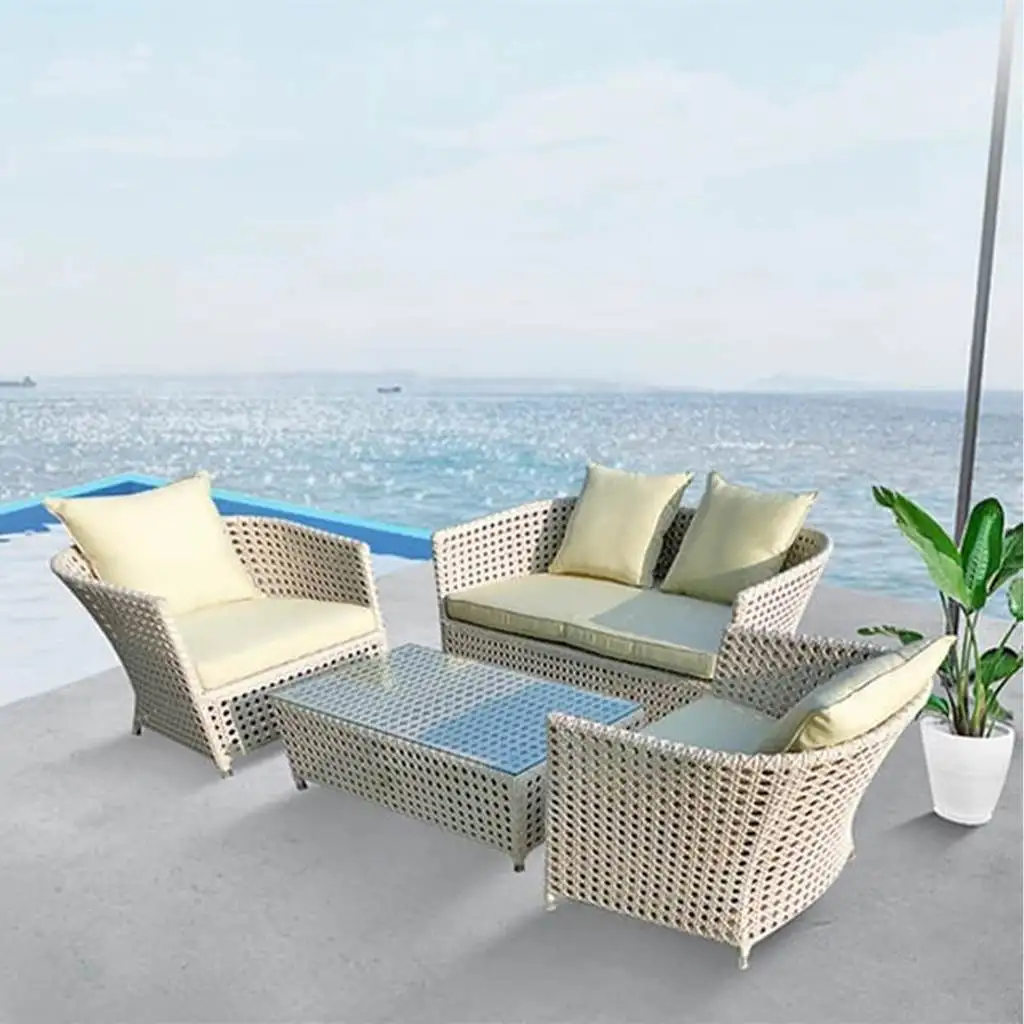 طقم أثاث خارجي 4 قطع رتان وتصميم مريح يدوم طويلاً MS-8404