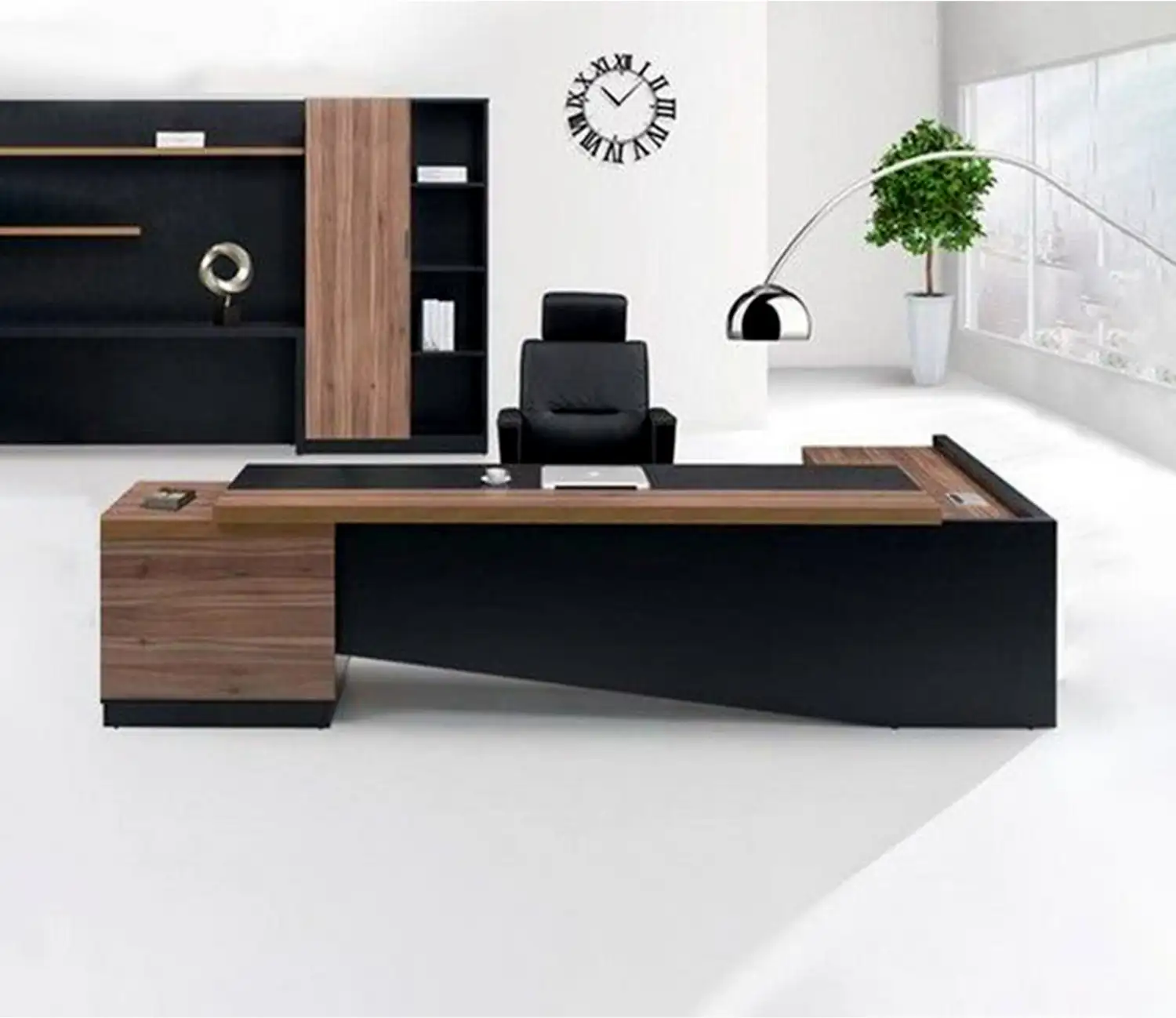 مكتب مدير مودرن (200 × 80 × 75 سم) مزود بسايد جانبي MS-8540