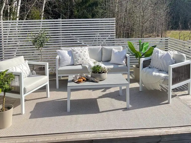 Outdoor iron sofa set, electrostatic painted, woven with ropes MS-10349