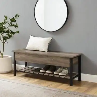 Modern bench iron electrostatic paint and red oak wood MS-12100
