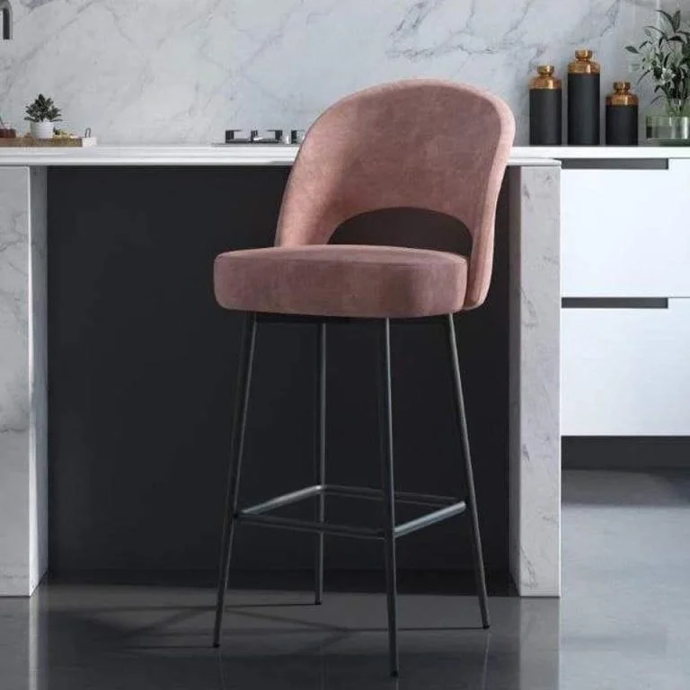 Modern steel bar stool with electrostatic paint and velvet fabric MS-11721