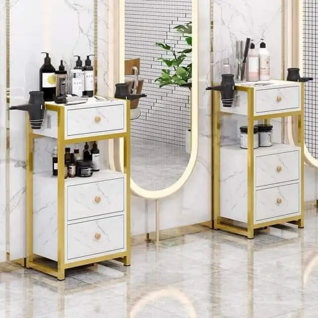 وحدة 2 قطعه و مرايه تسريحة مصنوعه من ستيل دهان الكتروستاتك وخشب ام دي اف مستورد مزودة بعدد 3درج + رف - MS-8796